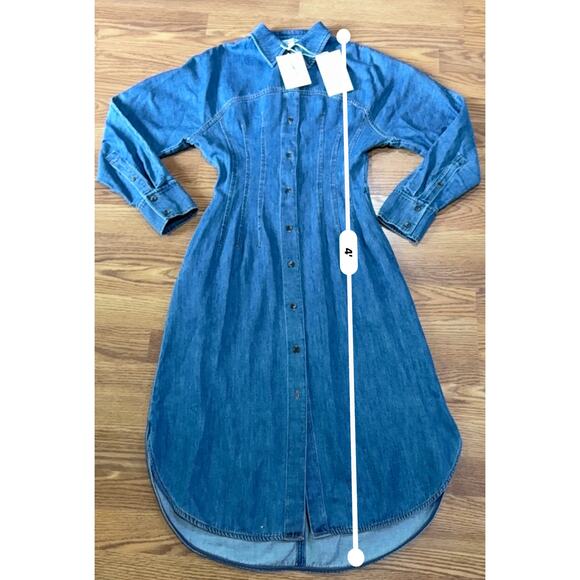 COS  OVERSIZED WAISTED DENIM MIDI SHIRT DRESS SIZE 4/ small - Picture 7 of 12